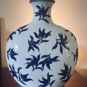 Blue & White Floral Porcelain Vase